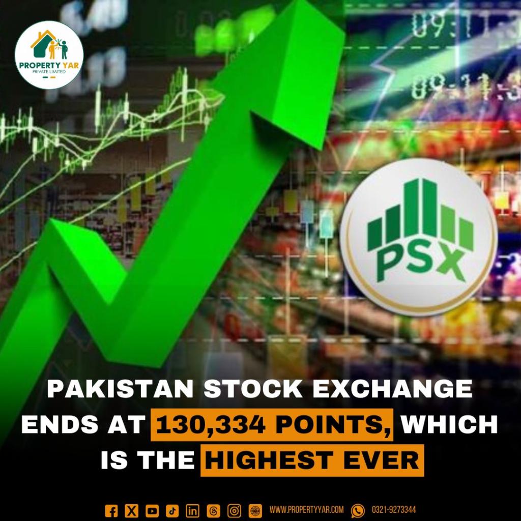 Pakistan Stock Exchange Ends at 130,334 points, which is the Highest Ever
