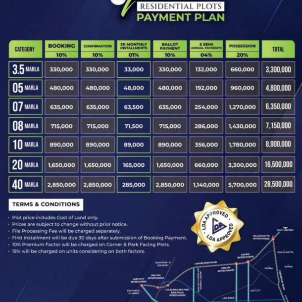 Reasonable 8 Marla Plots On Installment Plan Available For Sale In Etihad Town Phase 3-1