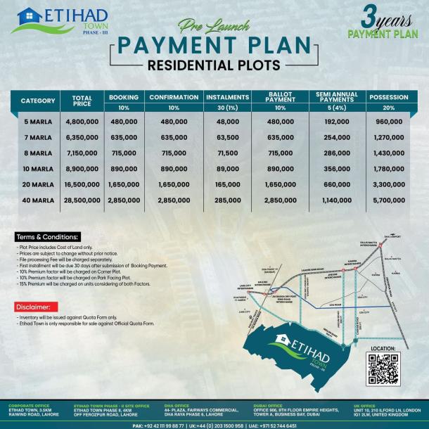 20 Marla Plots Available On Installment Plan In Etihad Town Phase 3-1