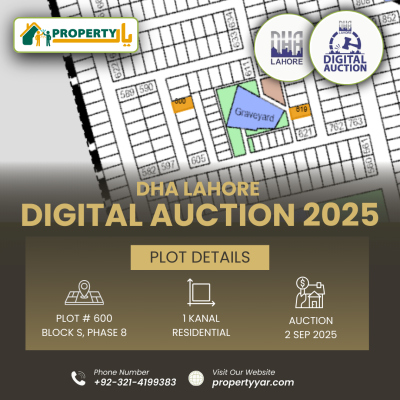 DHA Lahore Digital Auction Of 1 Kanal Plot S-600 In Phase 8