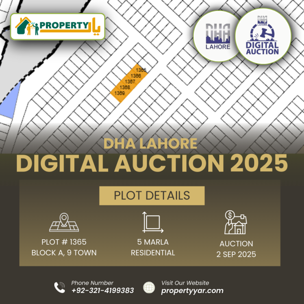 DHA Lahore Digital Auction Of 5 Marla Plot In Phase 9 Town Sector A-1