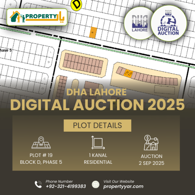 Near To Commercial 1 Kanal Best Location Plot D-19 Available For Sale In DHA LAhore Phase 5 Block D