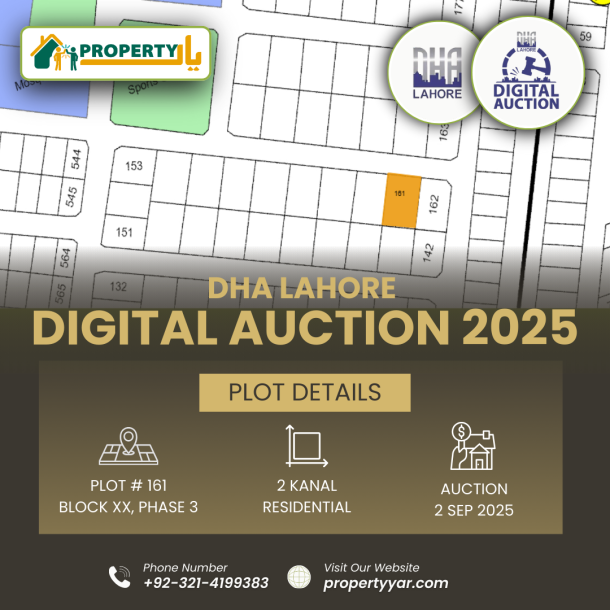 Near To Sports Complex Digital Auction Of 2 Kanal Plot In DHA Lahore Phase 3 Sector XX-1