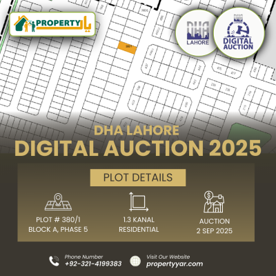A-380/1 Excellent Location 1.3 Kanal Plot available For Sale In DHA Lahore Phase 5 Block
