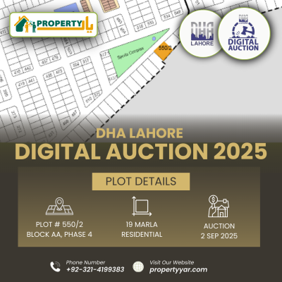 Near To Sports Complex Digital Auction Of 19 Marla Plot In DHA Lahore Phase 4 Sector AA