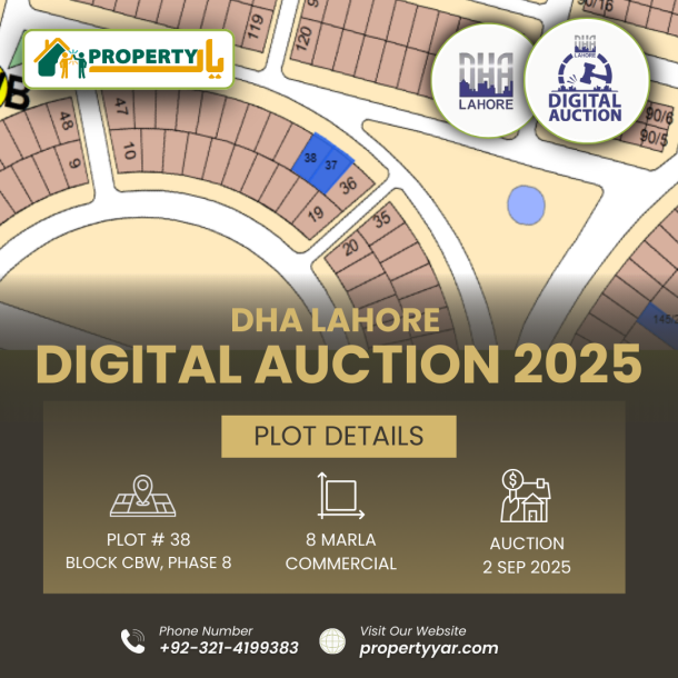 DHA Lahore Digital Auction Of 8 Marla Commercial Plot CBW-38 In DHA Lahore Phase 8-1