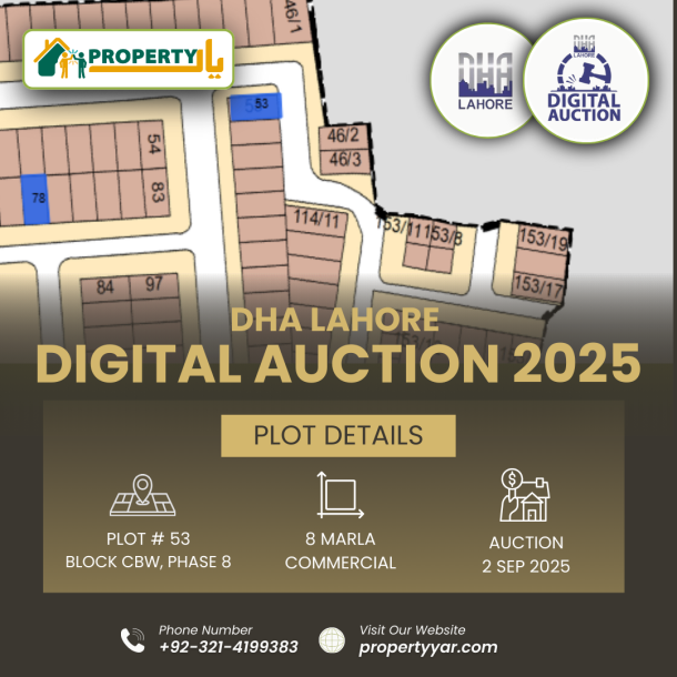 DHA Lahore Digital Auction Of 8 Marla Commercial Plot CBW- 53 In Phase 8 Commercial Broadway-1