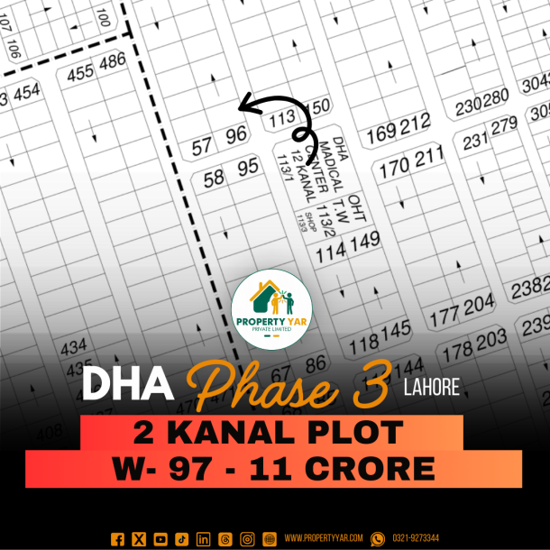 Next To Corner (W-97) Demand 11 Crore Near To Park And Masjid And On 30 Feet Road Available For Sale In DHA Lahore Phase 3 Block W-1