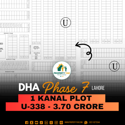 Affordable 1 Kanal Plot (U-338) Demand 3.70 Crore Near To Mosque And Park On 100 Feet Wide Road Available For Sale In DHA Lahore Phase 7 Block U