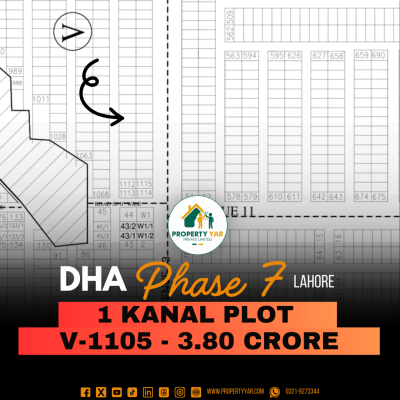 (V- 1105) Demand 3.80 Crore Low Price 1 Kanal Plot For Sale In DHA Lahore Near To Park And Masjid on 50 Feet Road Available For Sale In DHA Lahore Phase 7 Block V