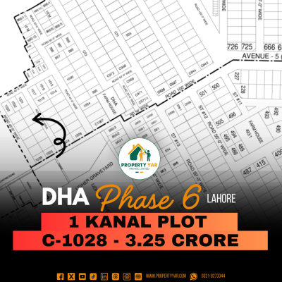 (C-1028) Ideal Location 1 Kanal Plot Demand 3.25 Crore Near To Park And Mosque On 50 Feet Wide Road Available For Sale DHA Lahore Phase 6 Block C