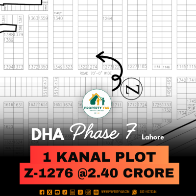 Z- 1276 Demand 2.40 Crore Affordable 1 Kanal Residential Plot On 50 Feet Wide Road Available For Sale In DHA Lahore Phase 7 Block Z