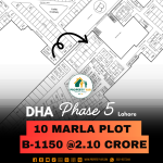 Prime Location 10 Marla Plot For Sale In DHA Lahore Phase 5 Block B