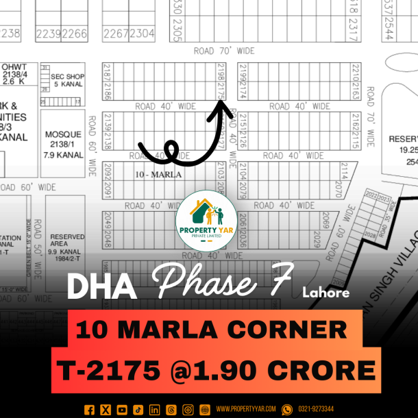 Corner 10 Marla Plot Available For Sale In DHA Lahore Phase 7 Block T-1