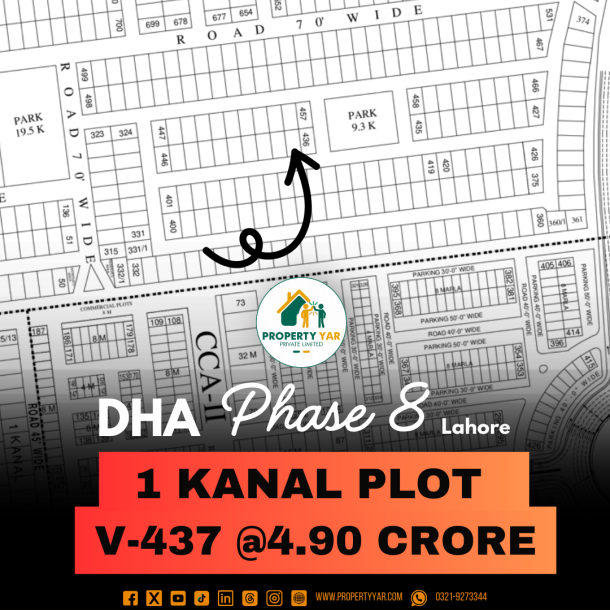 Next To Corner And Near To Park Cheapest Price Plot Available For Sale In DHA Lahore Phase 8-1