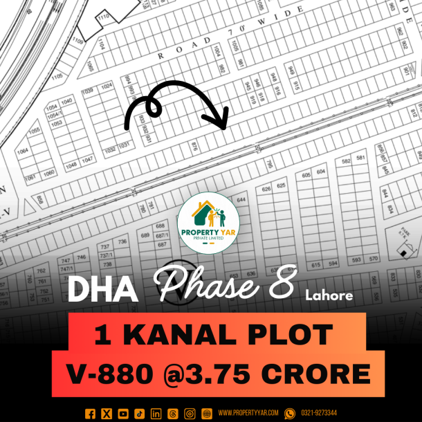 Top Location 1 Kanal Reasonable Price Plot For Sale In DHA Lahore Phase 8 Block V.-1
