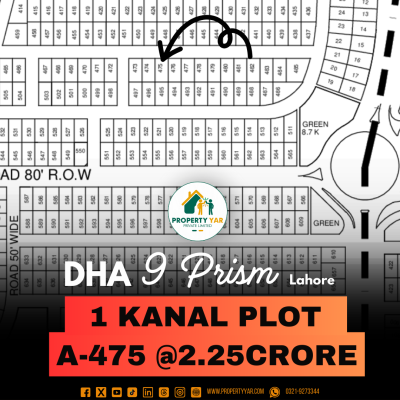 Prime Location 1 Kanal Plot A-475 For Sale In DHA Lahore Phase 9 Prism