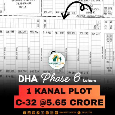 Investor Rate Best Price 1 Kanal Plot On 100 Feet Wide Road For Sale In DHA Lahore Phase 6