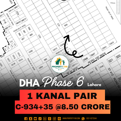 1 Kanal Pair Plots C-934+935 Available For Sale In DHA Lahore Phase 6 Block C