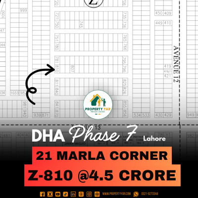 Corner 21 Marla Plot Is Available For Sale In DHA Lahore Phase 7 Block Z.