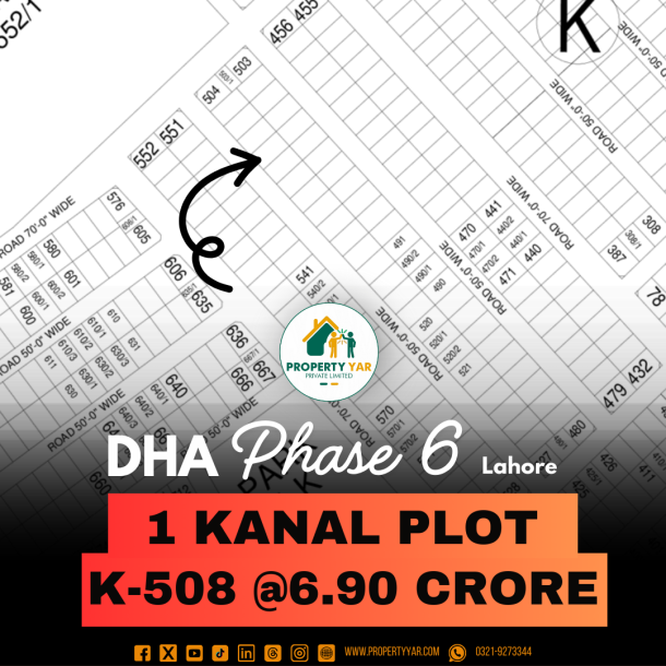 Reasonable Price 1 Kanal Plot For Sale In DHA Lahore Phase 6 Block K-1