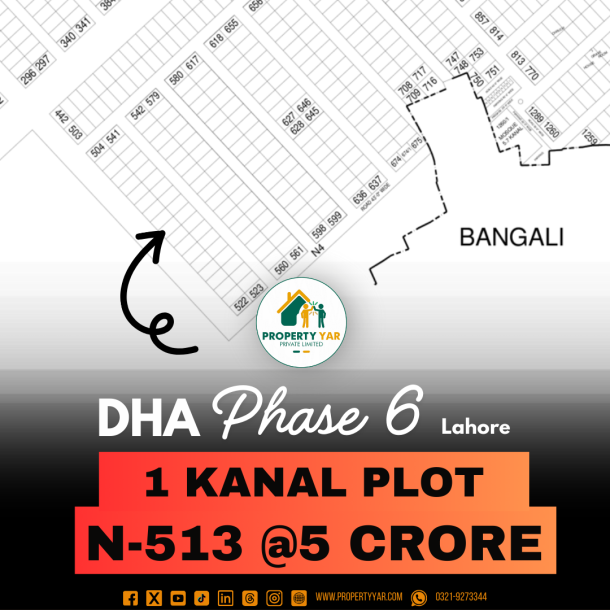 On 100 Feet Road 1 Kanal Ideal Location Plot Available For Sale In DHA Lahore Phase 6-1