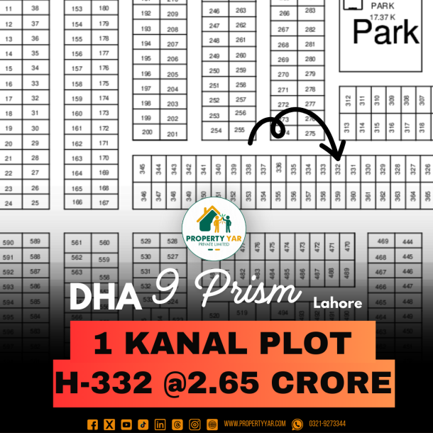 Near To Park 1 Kanal Plot Available For Sale In DHA Lahore Phase 9 Prism-1