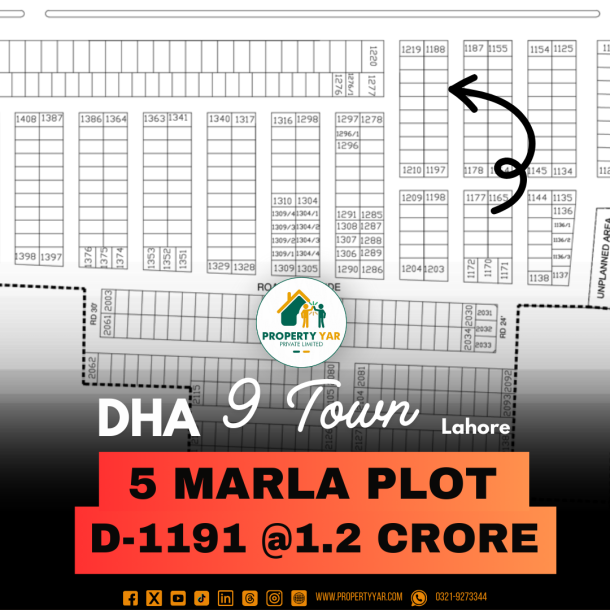 Affordable 5 Marla Plot Available For Sale In DHA Lahore Phase 9 Town Block D-1