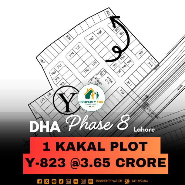 Corner Reasonable Price 1 Kanal Plot Y-823 Available For Sale In DHA Lahore Phase 8-1