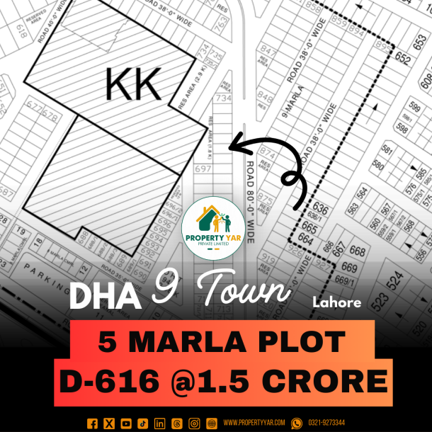 Lowest Cost 5 Marla Plot Available For Sale In DHA Lahore Phase 9 Town-1