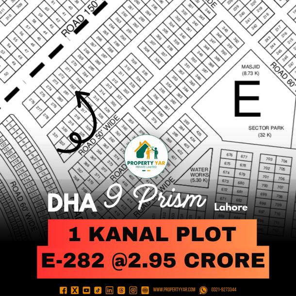 Investor Rate 1 Kanal Plot E-282 Available For Sale In DHA Lahore Phase 9 Prism-1