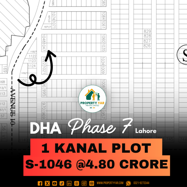 Investor Rate 1 Kanal Plot For Sale In DHA Lahore Phase 7 Block S-1