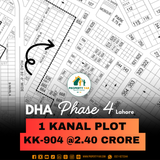 Investor Rate 1 Kanal Plot Available For Sale In DHA Lahore Phase 4 Block KK-1