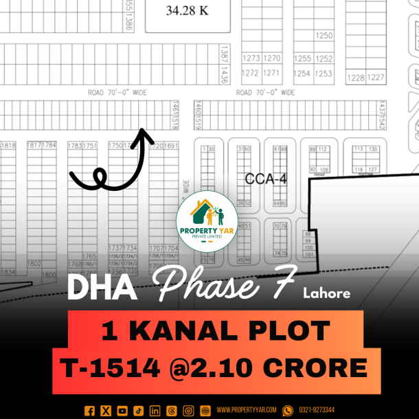 Investor Rate 1 Kanal Plot Available For Sale In DHA Lahore Phase 7 Block T-1