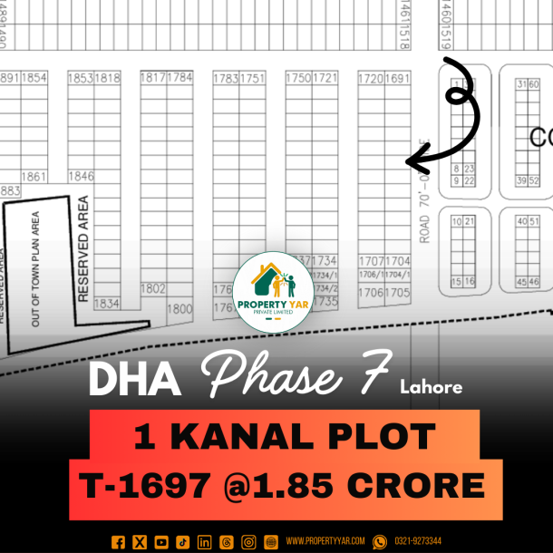 Lowest Cost 10 Marla Plot Is Available For Sale In DHA Lahore Phase 7 Block T-1