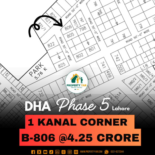 Corner Top Location 1 Kanal Plot For Sale In DHA Lahore Phase 5-1