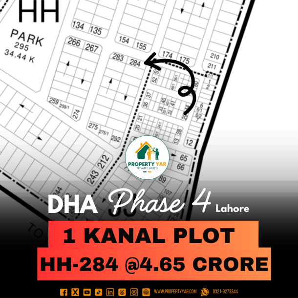 Corner Ideal Location 1 Kanal Plot For Sale In DHA Lahore-1