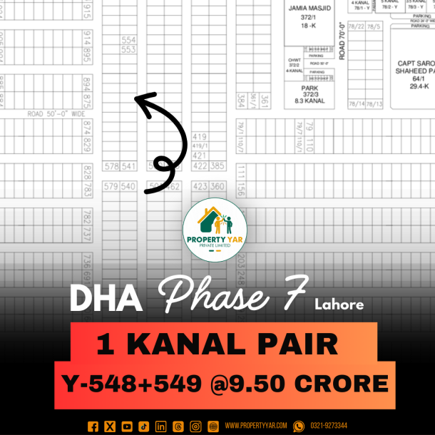 Pair Plots Available For Sale In DHA Lahore Phase 7 Block Y-1