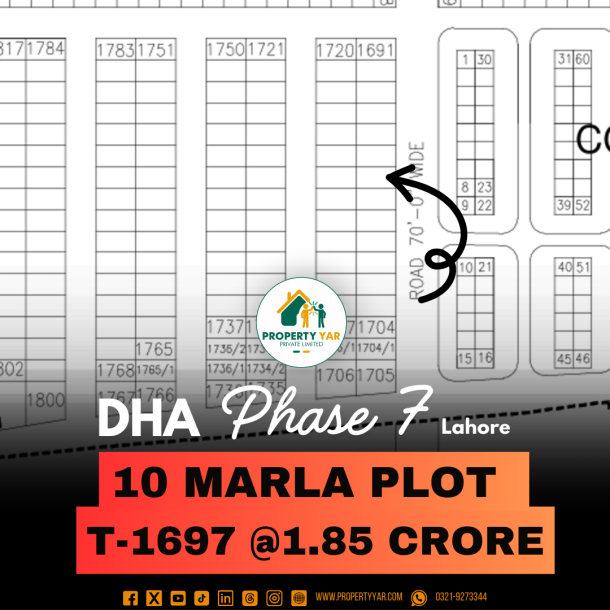 Direct Deal 10 Marla Plot For Sale In DHA Lahore Phase 7 Block T-1