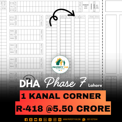 Corner Top Location 1 Kanal Plot For Sale In DHA Lahore Phase 7