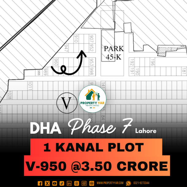 V- 950 Demand 3.50 Crore Excellent Location Plot For Sale In DHA Lahore-1