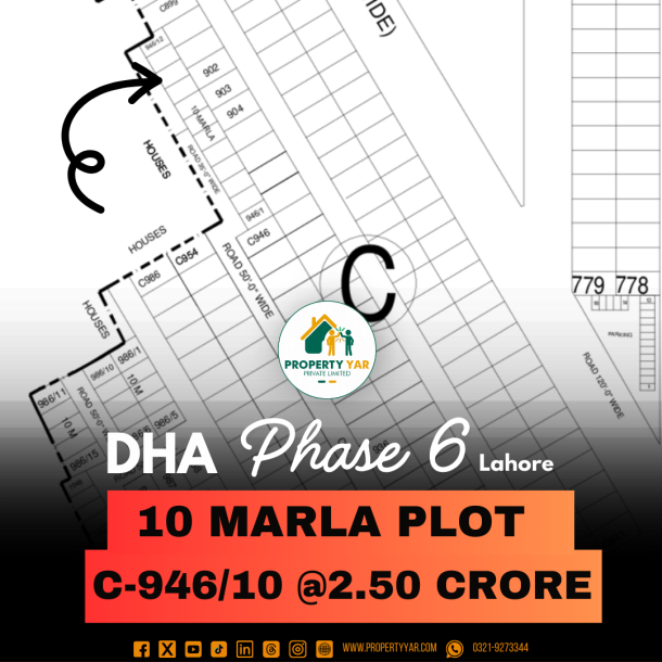 C-946/10 Investor Rate 10 Marla Plot For Sale In DHA Lahore-1