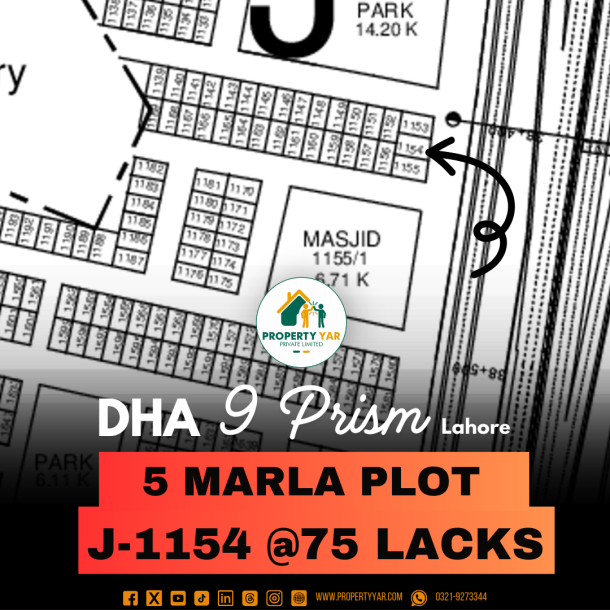 Next To Corner 5 Marla Plot For Sale In DHA Lahore Phase 9 prism-1