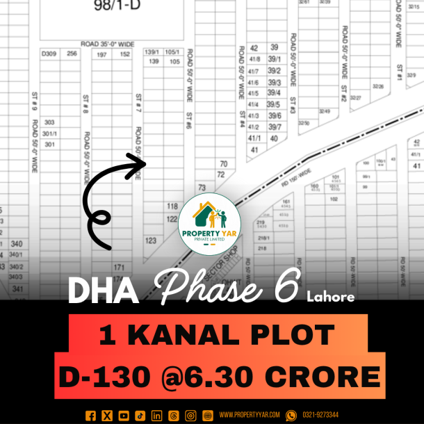 Ideal Location 1 Kanal Plot For Sale In DHA Lahore Phase 6 Block D-1