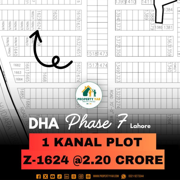 Z-1624 Demand 2.20 Crore Cheapest Price Plot For Sale In DHA Lahore-1