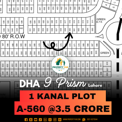 On 80 Feet Road Top Location 1 Kanal Plot For Sale In DHA Lahore Phase 9 Prism