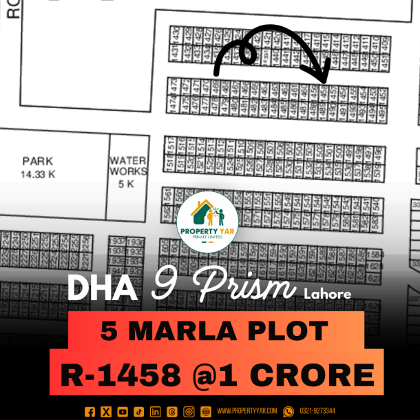 Near To Park 1 Kanal Plot For Sale In DHA Lahore phase 9 Prism Block R-1