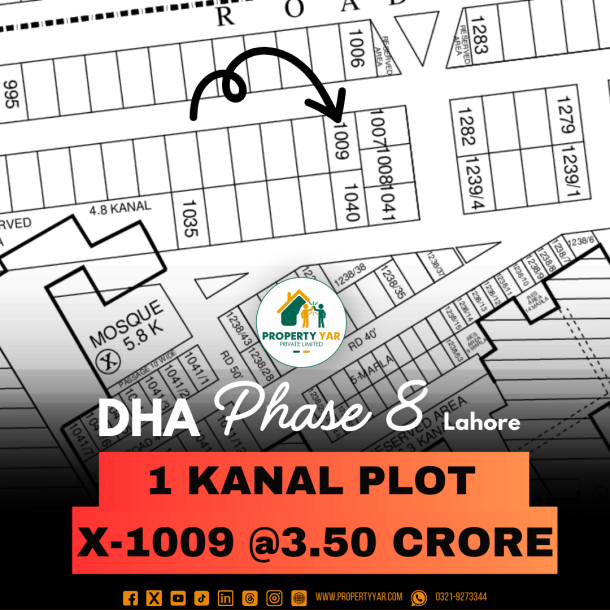Next To Corner Excellent Location Plot For Sale In DHA Lahore Phase 8 Block X-1