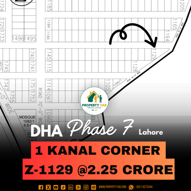 Corner Lowest Price Plot Available For Sale In DHA Lahore Phase 7 Block Z-1