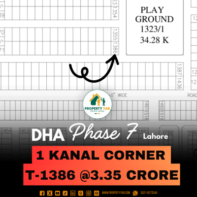 Corner And Facing Park 1 Kanal Plot For Sale In DHA Lahore Phase 7 Block T